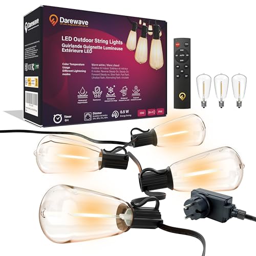 Darewave 19M lichterkette außen dimmbar mit 30+3 Glühbirnen Warmweiß ST38, IP44 Wasserfest, led lichterkette für Garten, Balkon, Terrasse, Patio, Party. weihnachtsbeleuchtung außen Darewave 19M lichterkette außen dimmbar mit 30+3 Glühbirnen Warmweiß ST38, IP44 Wasserfest, led lichterkette für Garten, Balkon, Terrasse, Patio, Party. weihnachtsbeleuchtung außen von Darewave