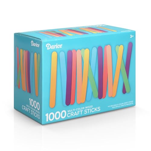 Darice 1000 Stück farbige Stieleisstäbchen zum Basteln, 11,4 cm, bunte Holzstäbchen in Regenbogenfarben, Bastelstäbe, STEM DIY-Kunst, ab 3 Jahren Darice 1000 Stück farbige Stieleisstäbchen zum Basteln, 11,4 cm, bunte Holzstäbchen in Regenbogenfarben, Bastelstäbe, STEM DIY-Kunst, ab 3 Jahren von Darice