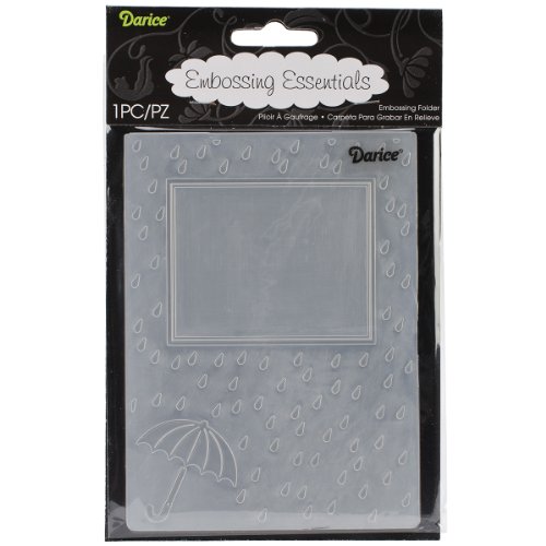 Darice 1218-116 Prägeschablone, Regentropfen und Regenschirm, Plastik, transparent, 10,8 x 14,6 x 0,4 cm von Darice