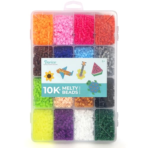 Darice Fuse Beads Kit – 10.000 Stück, 5 mm Eisenperlen, 16 Farben, mit Aufbewahrungsbox, ungiftige Kunst- und Bastelperlen für Kinder in 16 Farben für DIY-Projekte und Perlenkunst, ab 6 Jahren von Darice