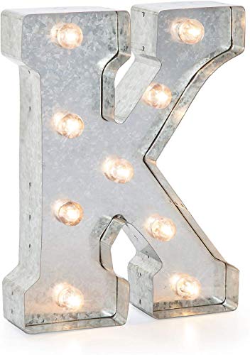 Darice LED Metal-Buchstabe K, Metall, Silver, 25.5 x 19 x 5 cm von Darice