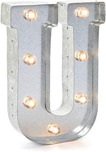 Darice LED Metal-Buchstabe U, Metall, Silver, 25.5 x 19 x 5 cm von Darice