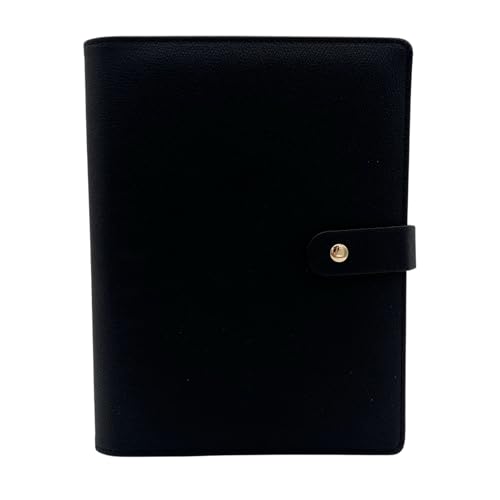 Darina Handmade A5 Premium Binder mit goldenen Ringen, A5 Ringbuch, Organizer aus PU-Leder, Kartenfächer & Stiftschlaufe - ohne Inhalt - für Planer & DIY-Projekte (Schwarz) von Darina Handmade