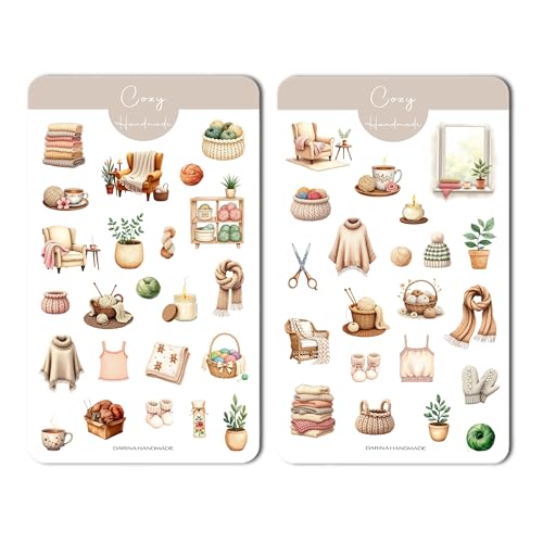 Darina Handmade Sticker Set, 2 Sticker-Bögen für Kreative - ideal für Planer, Bullet Journal & Handmade-Projekte (Handmade) von Darina Handmade