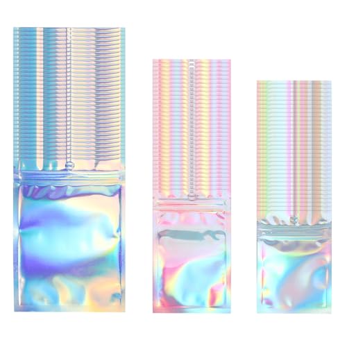 Dariokki 150 St¨¹Ck Mylar ? Verschluss Verschluss Beutel Aluminium Folie Lebensmittel Aufbewahrungs Beutel Holographische Regen Bogen Farbe Mylar Beutel Wiederverschlie?Barer Beutel von Dariokki