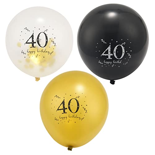 Dariokki 40 Jahre Alt Geburtstag Ballons 30 St¨¹Ck, 12 Schwarz Gold Ballons Latex Konfetti Ballons, 40 Jahre Alt Jubil?Um Party Dekor Zubeh?R von Dariokki
