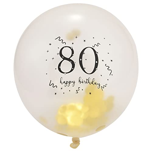 Dariokki 80 Jahre Alt Geburtstag Ballons 30 St¨¹Ck, 12 Schwarz Gold Ballons Latex Konfetti Ballons, 80 Jahre Alt Jubil?Um Party Dekor Zubeh?R von Dariokki