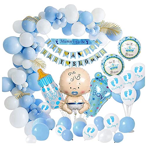 Dariokki Baby Dusche Dekorationen Junge, Baby Dusche Blau Ballons Set, Baby Dusche f¨¹r , Es Ist ein Junge Baby Dusche Banner von Dariokki