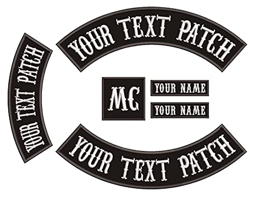 6 Stück personalisierter Aufnäher zum Aufbügeln, Weste Biker Rocker Motorrad Patch, Stickerei Custom Patch für Jacke, Kleidung, Taschen (Farbe: Schwarz auf Schwarz) von Dark blue sea