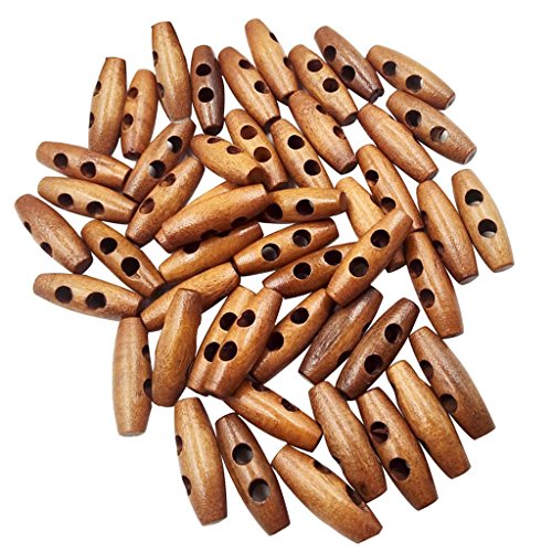 50 Stück Olivenförmige Holzknöpfe, 2 Löcher, Nähknöpfe für Kleidung, Dekoration von Homry
