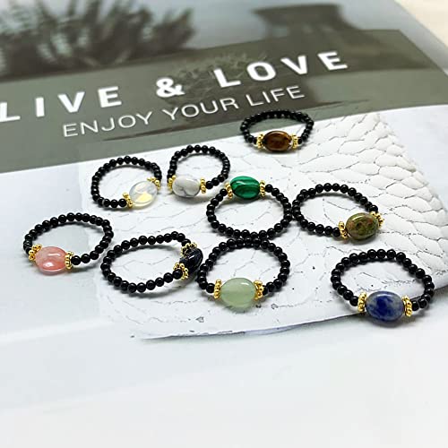 DarryDooly Momiji Obsidian Perlen Ringe für Frauen Naturstein Bohemian Schmuck Elastisch Einstellbar Ehering Geschenk Großhandelspreise DarryDooly Momiji Obsidian Perlen Ringe für Frauen Naturstein Bohemian Schmuck Elastisch Einstellbar Ehering Geschenk Großhandelspreise von DarryDooly