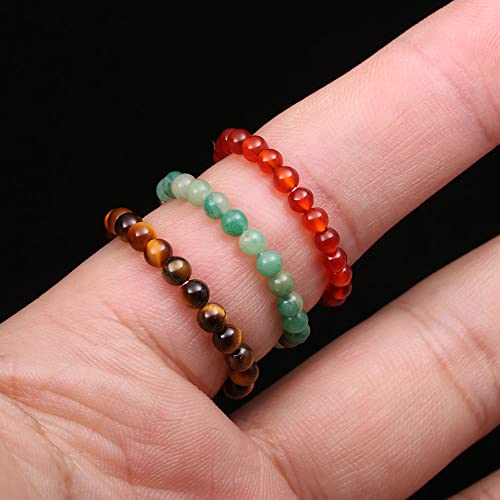 DarryDooly Naturstein-Perlen-Ring, 3 mm, handgefertigt, natürliche Chakren, heilender Fingerring, Tigerauge, Stein, Opal-Charme, Stretch-Ringe für Damen und Herren DarryDooly Naturstein-Perlen-Ring, 3 mm, handgefertigt, natürliche Chakren, heilender Fingerring, Tigerauge, Stein, Opal-Charme, Stretch-Ringe für Damen und Herren von DarryDooly