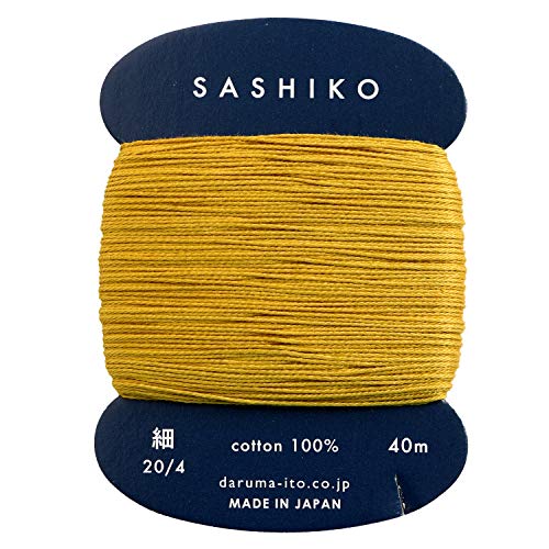 Yokota Daruma Sashiko-Garn, Einzel- und Farbton: Braun / Gold, dünne 40-m-Karte. von Daruma