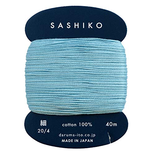 Yokota Daruma Sashiko-Garn, Einzel- und Farbton: Wasserblau, dünne 40-m-Karte. von Daruma