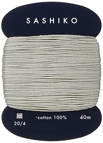Yokota Daruma Sashiko-Garn, Einzel- und Farbton: Weißgrau, dünne 40-m-Karte. von Daruma