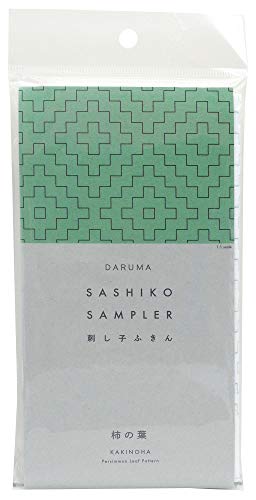 Yokota Daruma Sashiko-Stoff, Sashiko-Stoff – vorgedruckte Sashiko-Probepackung – weiß mit englischer Anleitung auf der Innenseite (weißer Kakinoha) von Daruma