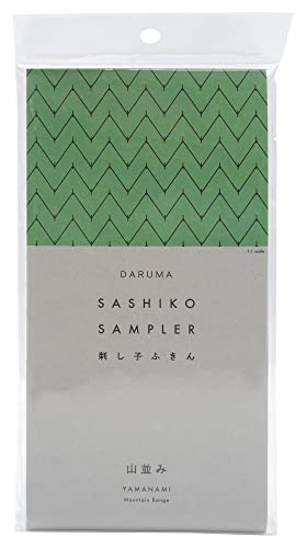 Yokota Daruma Sashiko-Stoff – vorgedruckter Sashiko-Sampler – Weiß mit englischer Anleitung innen (weiße Bergkette) von Daruma
