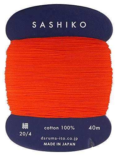 Yokota Sashiko Faden / Verdünnungsgarn, 40 m, Orange / Rot von Daruma