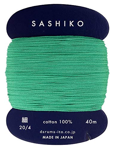 Yokota Sashiko Verdünnungsgarn, 40 m, Farbe 207 – Kobaltgrün, japanische Stickerei und Quilting von Daruma