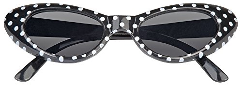 Das Kostümland Cat Eye Brille Sandy mit Punkten - Schwarz Weiß von Das Kostümland