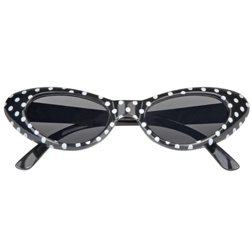 Cat Eye Brille Sandy mit Punkten – Stylische Rockabilly-Brille im 50er und 60er Jahre Look, perfekt für Kostüme und Partys! - Schwarz Weiß Cat Eye Brille Sandy mit Punkten – Stylische Rockabilly-Brille im 50er und 60er Jahre Look, perfekt für Kostüme und Partys! - Schwarz Weiß von Das Kostümland