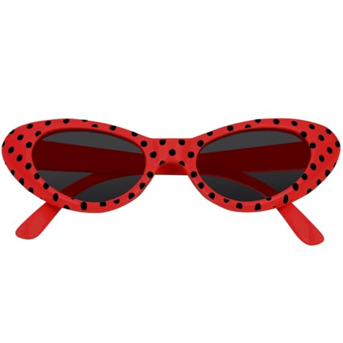 Cat Eye Brille Sandy mit Punkten – Stylische Rockabilly-Brille im 50er und 60er Jahre Look, perfekt für Kostüme und Partys! - Rot Schwarz Cat Eye Brille Sandy mit Punkten – Stylische Rockabilly-Brille im 50er und 60er Jahre Look, perfekt für Kostüme und Partys! - Rot Schwarz von Das Kostümland