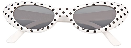 Das Kostümland Cat Eye Brille Sandy mit Punkten - Weiß Schwarz von Das Kostümland