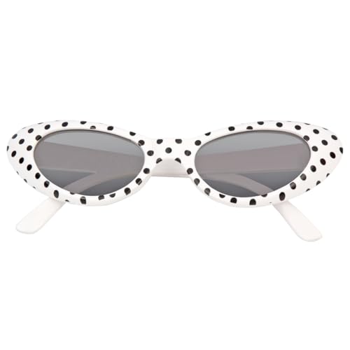Cat Eye Brille Sandy mit Punkten – Stylische Rockabilly-Brille im 50er und 60er Jahre Look, perfekt für Kostüme und Partys! - Weiß Schwarz Cat Eye Brille Sandy mit Punkten – Stylische Rockabilly-Brille im 50er und 60er Jahre Look, perfekt für Kostüme und Partys! - Weiß Schwarz von Das Kostümland