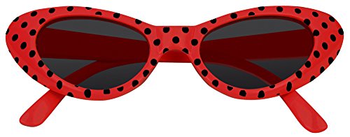 Das Kostümland Cat Eye Brille Sandy mit Punkten - Rot Schwarz von Das Kostümland