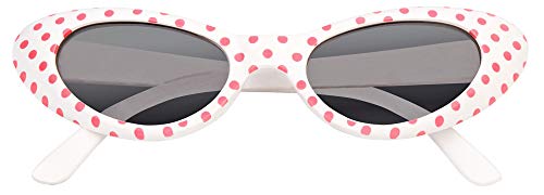 Das Kostümland Cat Eye Brille Sandy mit Punkten - Weiß Rosa von Das Kostümland