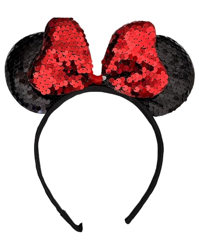 Das Kostümland Minnie Maus Ohren - Haarreif mit Pailletten 414111 | Schwarz Rot von Das Kostümland