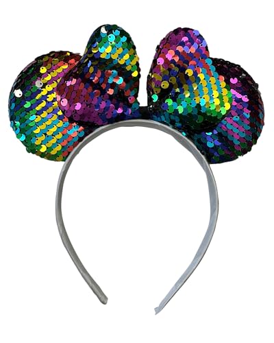 Das Kostümland Regenbogen Minnie Maus Ohren - Haarreif mit Pailletten 414112 | Bunt von Das Kostümland
