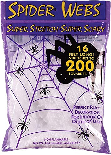 Das Kostümland Spinnennetz Spinnweben 60g - Weiß - Halloween Deko - 16 Feets Long Stretches to 200 Squares ft. - Dekoration Das Kostümland Spinnennetz Spinnweben 60g - Weiß - Halloween Deko - 16 Feets Long Stretches to 200 Squares ft. - Dekoration von Das Kostümland
