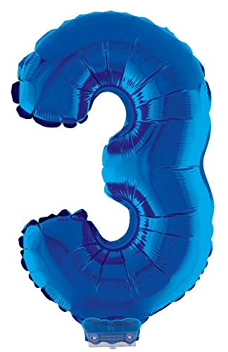 Das Kostümland Zahlen Folienballon 41 cm mit Stab - Blau Zahl 3 Das Kostümland Zahlen Folienballon 41 cm mit Stab - Blau Zahl 3 von Das Kostümland