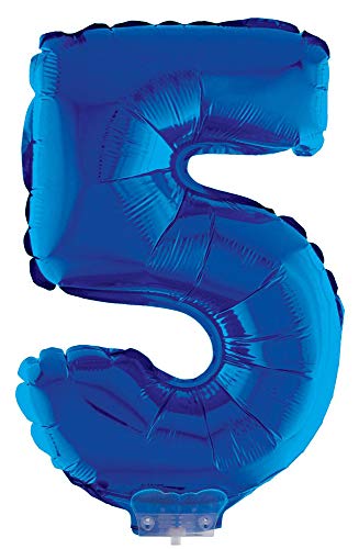 Das Kostümland Zahlen Folienballon 41 cm mit Stab - Blau Zahl 5 von Das Kostümland
