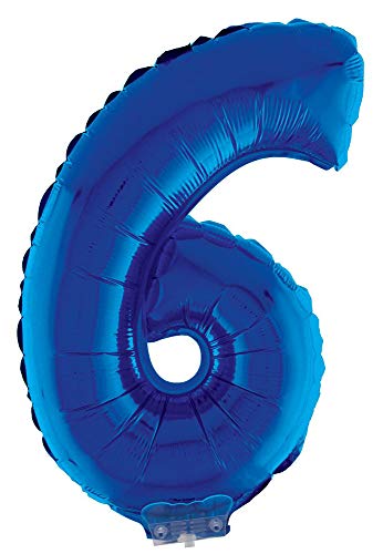 Das Kostümland Zahlen Folienballon 41 cm mit Stab - Blau Zahl 6 Das Kostümland Zahlen Folienballon 41 cm mit Stab - Blau Zahl 6 von Das Kostümland