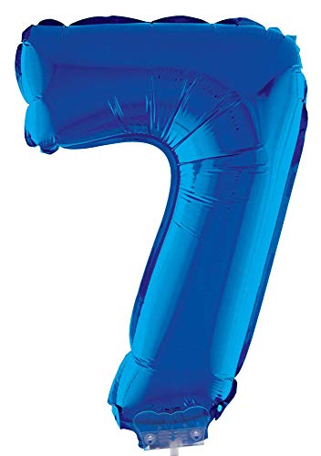 Das Kostümland Zahlen Folienballon 41 cm mit Stab - Blau Zahl 7 von Das Kostümland