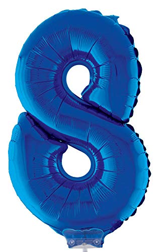 Das Kostümland Zahlen Folienballon 41 cm mit Stab - Blau Zahl 8 von Das Kostümland