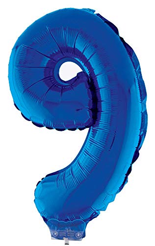 Das Kostümland Zahlen Folienballon 41 cm mit Stab - Blau Zahl 9 von Das Kostümland