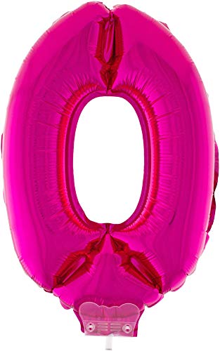 Das Kostümland Zahlen Folienballon 41 cm mit Stab - Pink Zahl 0 von Das Kostümland