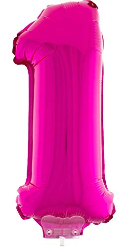 Das Kostümland Zahlen Folienballon 41 cm mit Stab - Pink Zahl 1 von Das Kostümland