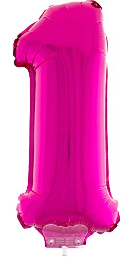 Das Kostümland Zahlen Folienballon 41 cm mit Stab - Pink Zahl 1 Das Kostümland Zahlen Folienballon 41 cm mit Stab - Pink Zahl 1 von Das Kostümland