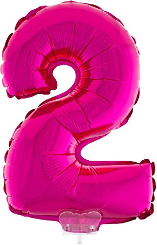 Das Kostümland Zahlen Folienballon 41 cm mit Stab - Pink Zahl 2 von Das Kostümland