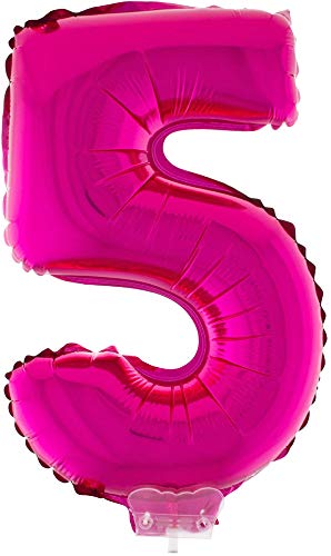 Das Kostümland Zahlen Folienballon 41 cm mit Stab - Pink Zahl 5 von Das Kostümland