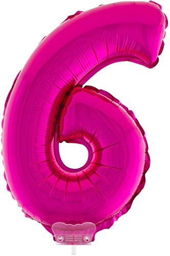Das Kostümland Zahlen Folienballon 41 cm mit Stab - Pink Zahl 6 von Das Kostümland