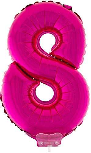 Das Kostümland Zahlen Folienballon 41 cm mit Stab - Pink Zahl 8 Das Kostümland Zahlen Folienballon 41 cm mit Stab - Pink Zahl 8 von Das Kostümland