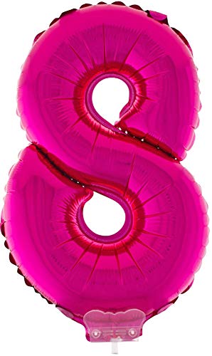 Das Kostümland Zahlen Folienballon 41 cm mit Stab - Pink Zahl 8 von Das Kostümland