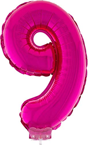 Das Kostümland Zahlen Folienballon 41 cm mit Stab - Pink Zahl 9 von Das Kostümland