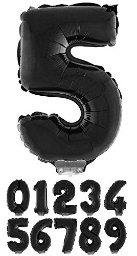 Das Kostümland Zahlen Folienballon 41 cm mit Stab - Schwarz Zahl 5 Das Kostümland Zahlen Folienballon 41 cm mit Stab - Schwarz Zahl 5 von Das Kostümland