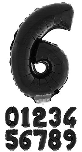 Das Kostümland Zahlen Folienballon 41 cm mit Stab - Schwarz Zahl 6 von Das Kostümland